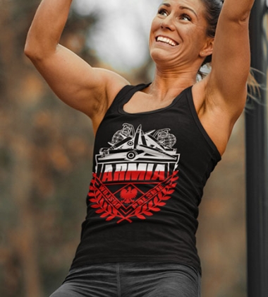 Damski tank-top- ARMIA (BIAŁO-CZERWONY)